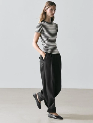 Футболка с короткими рукавами из хлопка в полоску- Заказать в России