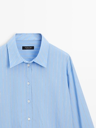 Рубашка с полосками свободного кроя- Заказать в России