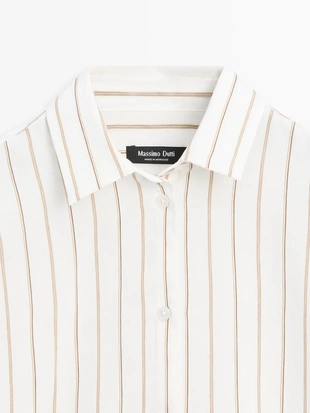 Рубашка в полоску белого цвета- Заказать в России