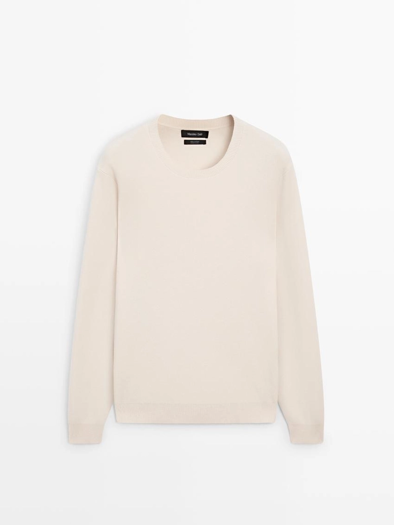 Свитер из хлопкового трикотажа с круглым вырезом