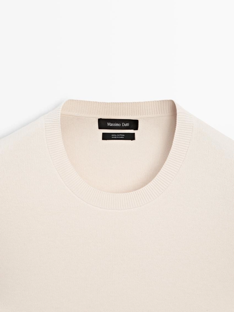 Свитер из хлопкового трикотажа с круглым вырезом