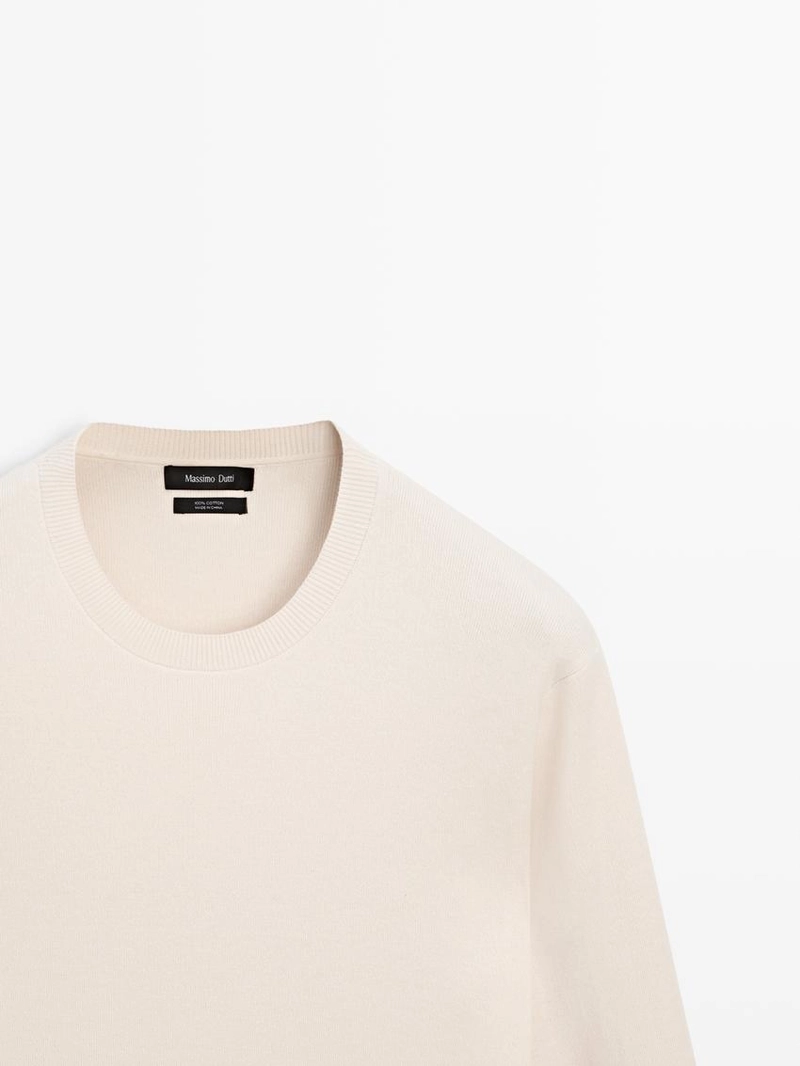 Свитер из хлопкового трикотажа с круглым вырезом