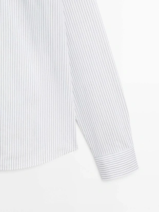 Рубашка в полоску из хлопковой смеси- Заказать в России