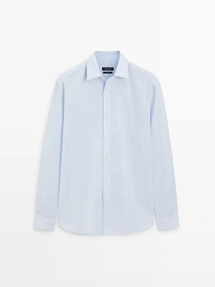 Рубашка из льна с регулярной посадкой- Заказать в России