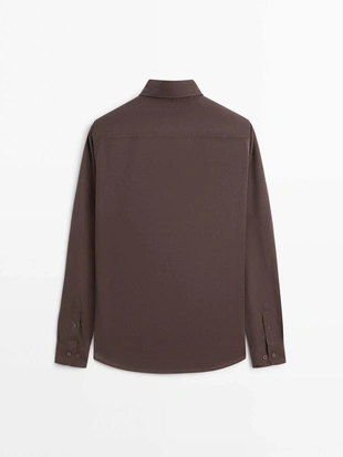 Рубашка из хлопковой ткани с регулярной посадкой- Заказать в России