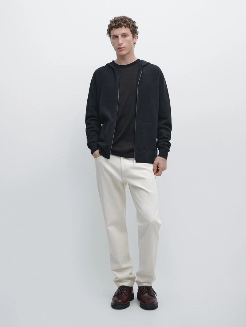 Кардиган с капюшоном на молнии из трикотажа