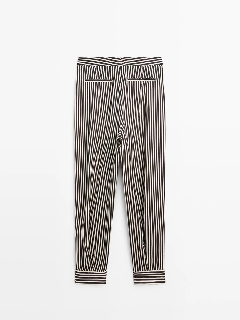 Полосатые брюки с запахом и вытачками
