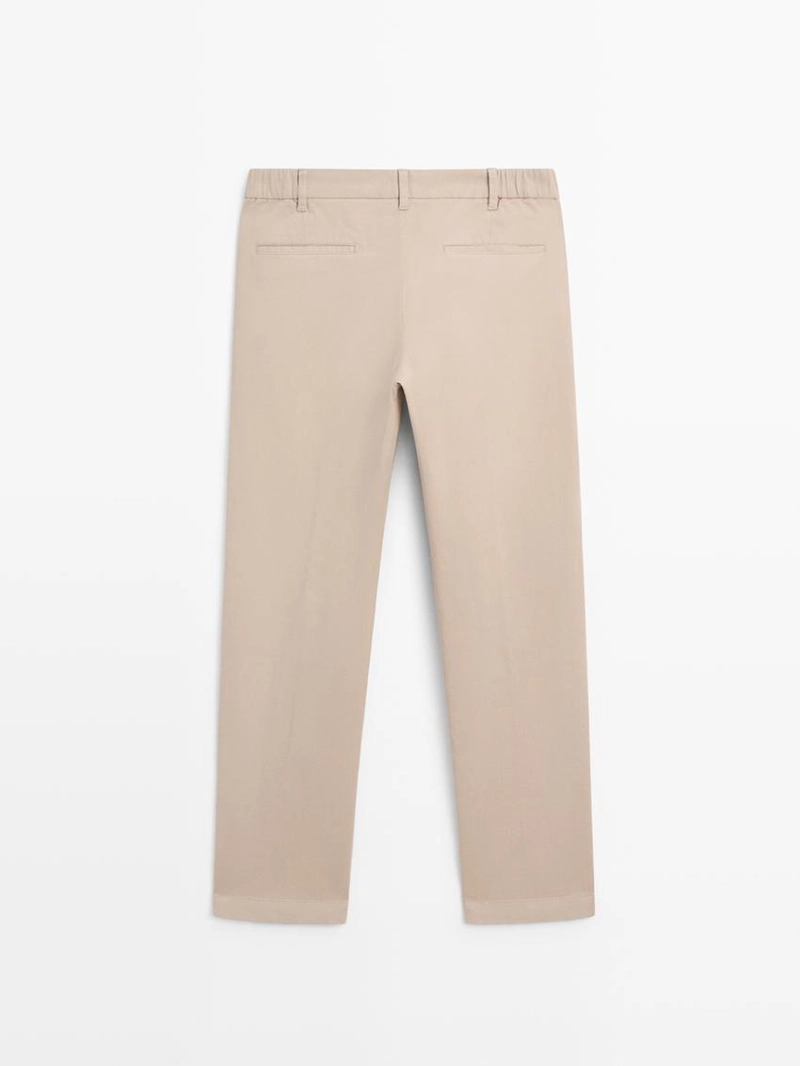 Брюки из хлопкового смесового материала в зауженном крое