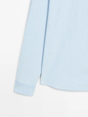 Рубашка из джинсовой ткани 100% хлопка- Заказать в России