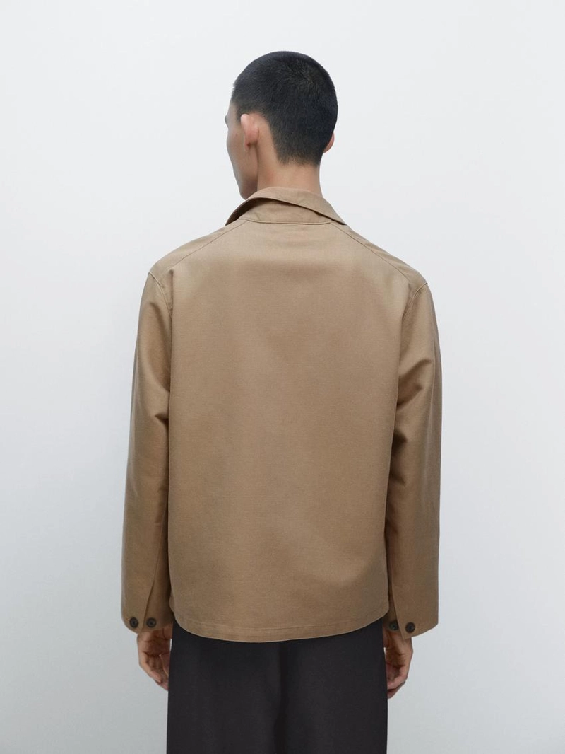 Пиджак из смесового льна с карманными деталями