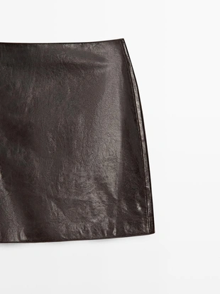 Мини-юбка из овечьей кожи с отделкой натуральной кожей NAPPA- Заказать в России