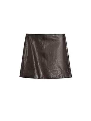 Мини-юбка из овечьей кожи с отделкой натуральной кожей NAPPA- Заказать в России