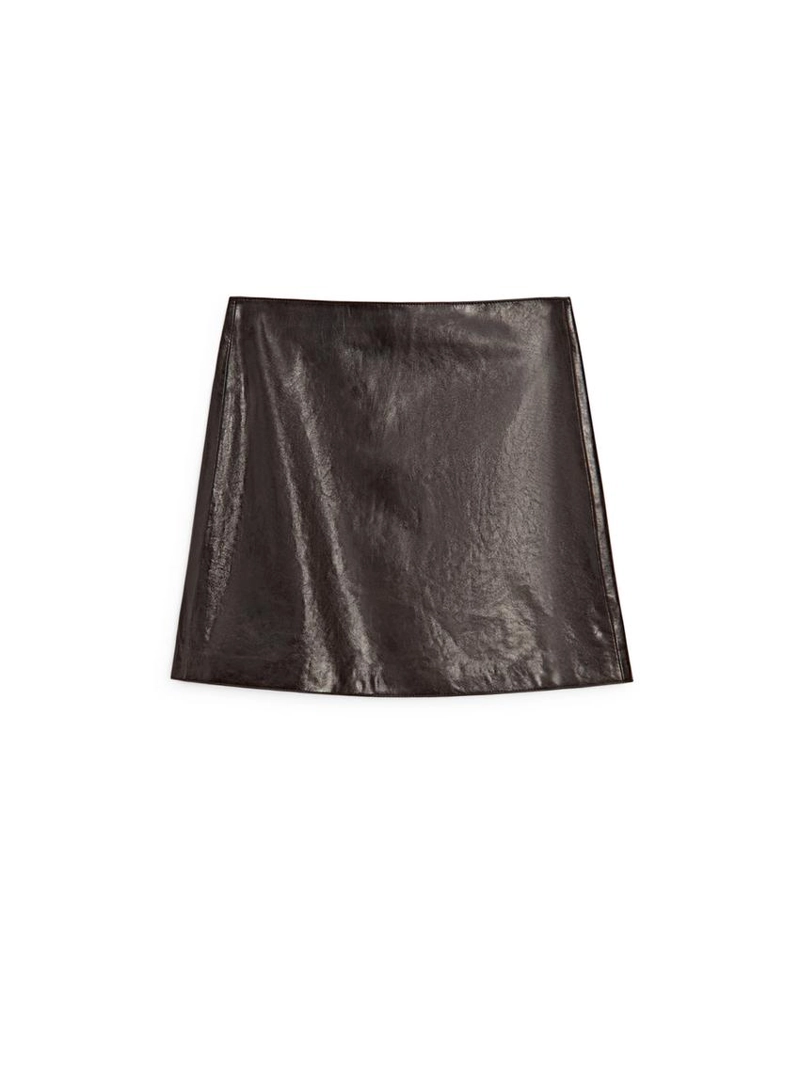 Мини-юбка из овечьей кожи с отделкой натуральной кожей nappa
