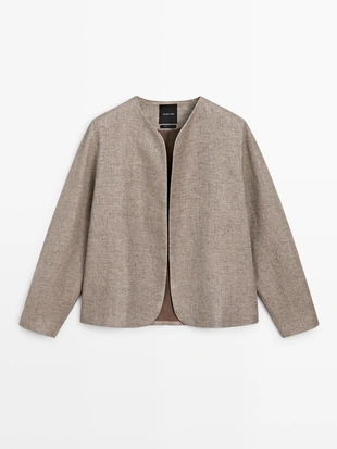 Короткий пиджак из льняной смеси- Заказать в России