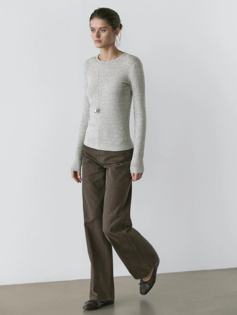 Майка с длинным рукавом с меланжевым узором