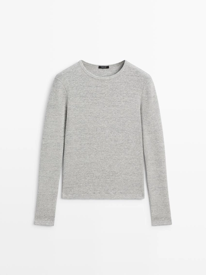 Майка с длинным рукавом с меланжевым узором