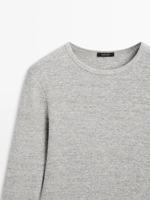 Майка с длинным рукавом с меланжевым узором- Заказать в России