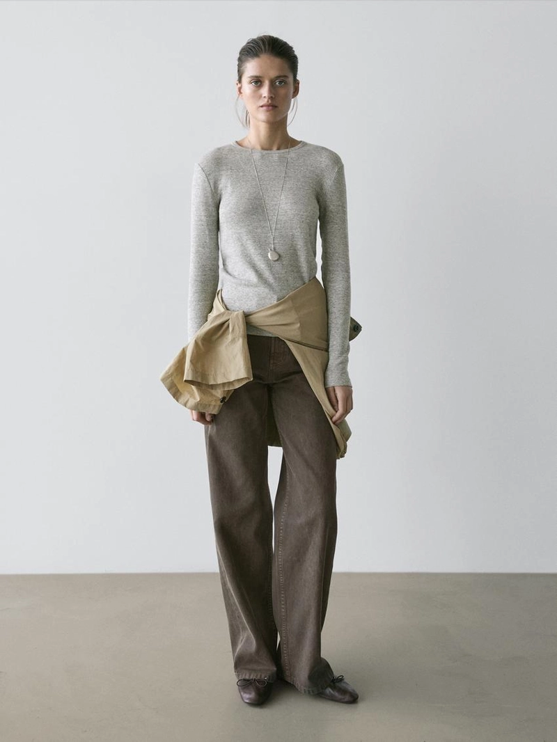 Майка с длинным рукавом с меланжевым узором