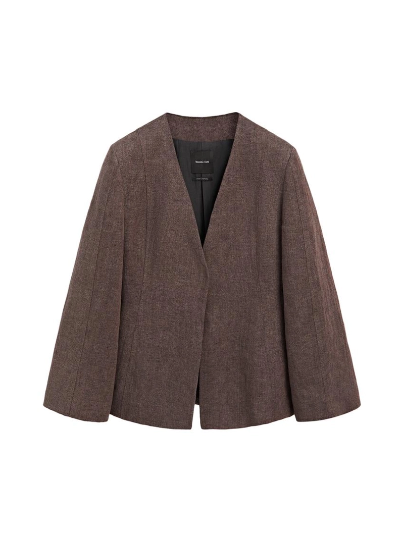 Пиджак из льна без воротника