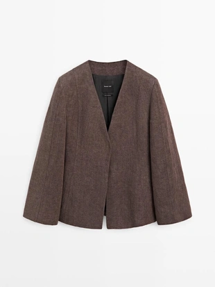 Пиджак из льна без воротника- Заказать в России