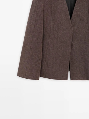 Пиджак из льна без воротника- Заказать в России