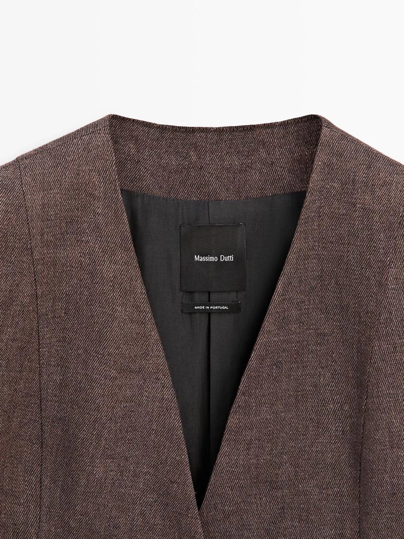 Пиджак из льна без воротника