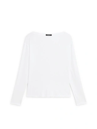 Футболка с лодочным вырезом из 100% хлопка- Заказать в России