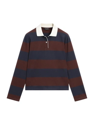 Поло с длинным рукавом из хлопка в полоску- Заказать в России