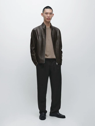 Куртка из овечьей кожи с эффектом потертости- Заказать в России