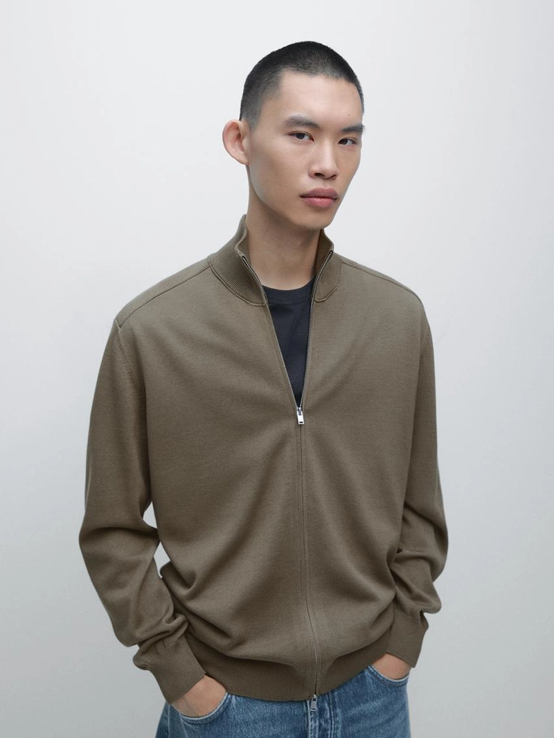 Кардиган из хлопкового трикотажа на молнии