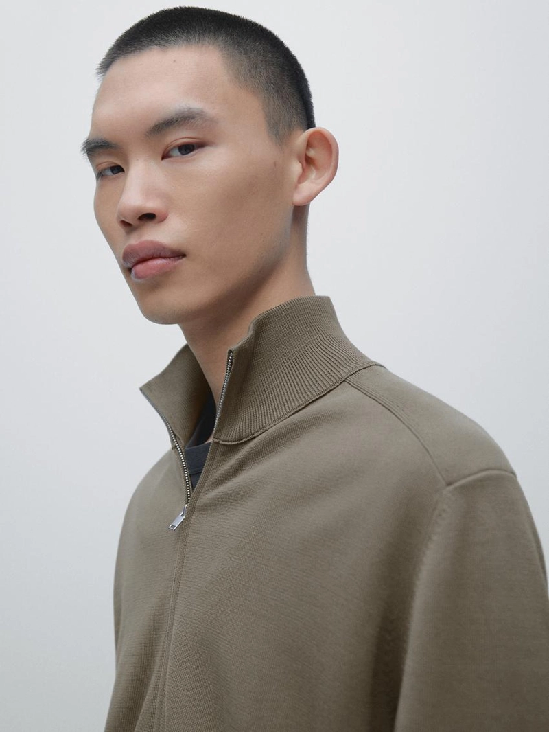 Кардиган из хлопкового трикотажа на молнии