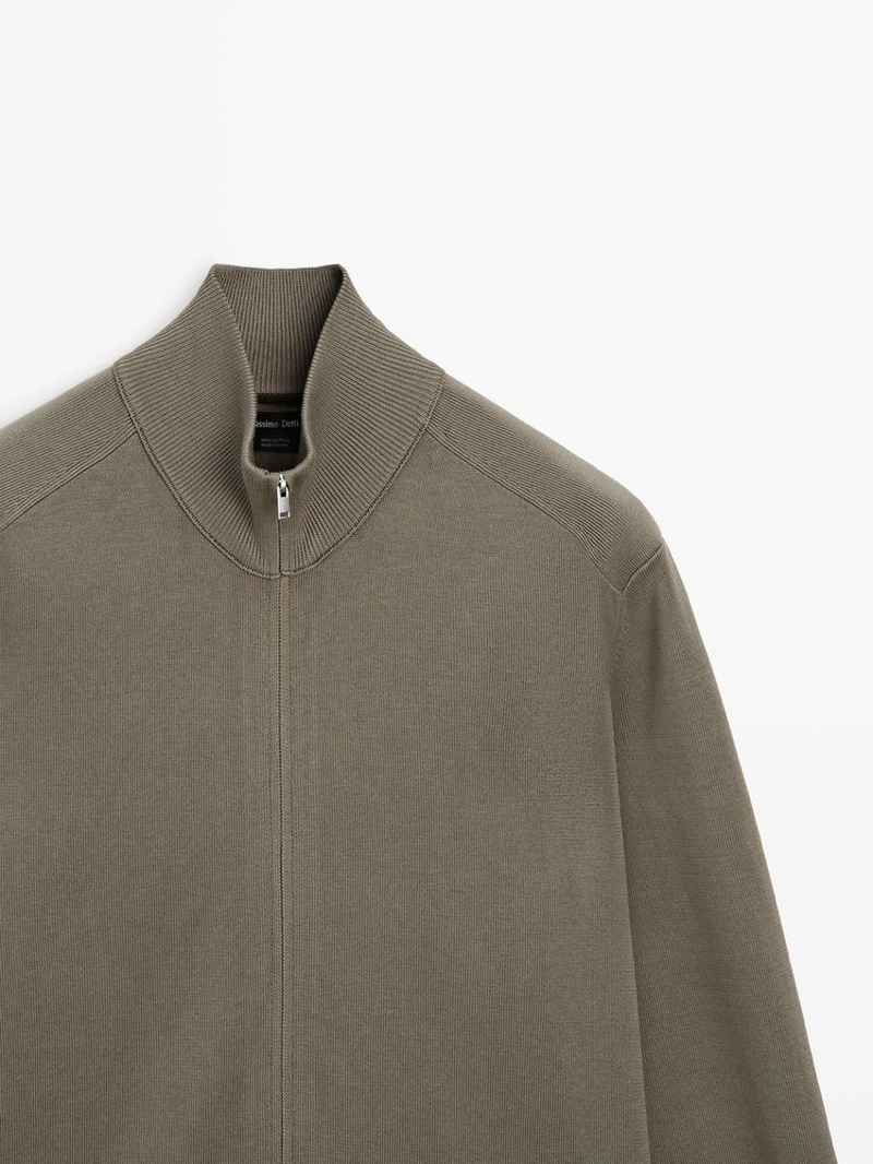 Кардиган из хлопкового трикотажа на молнии