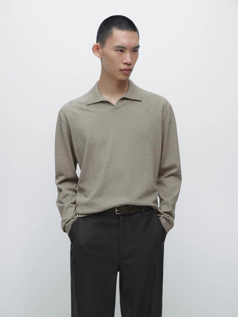 Водолазка-поло из хлопкового трикотажа