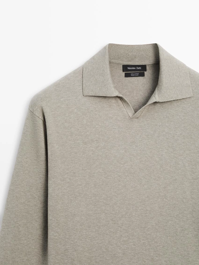 Водолазка-поло из хлопкового трикотажа