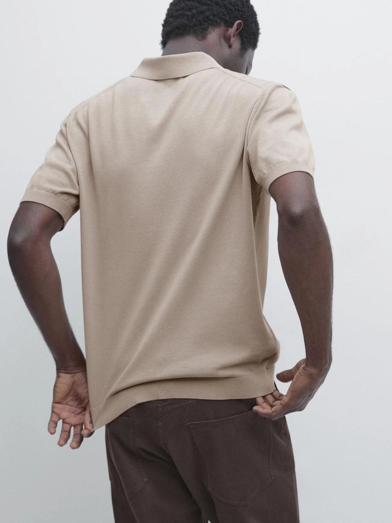 Пуловер-поло из хлопкового трикотажа