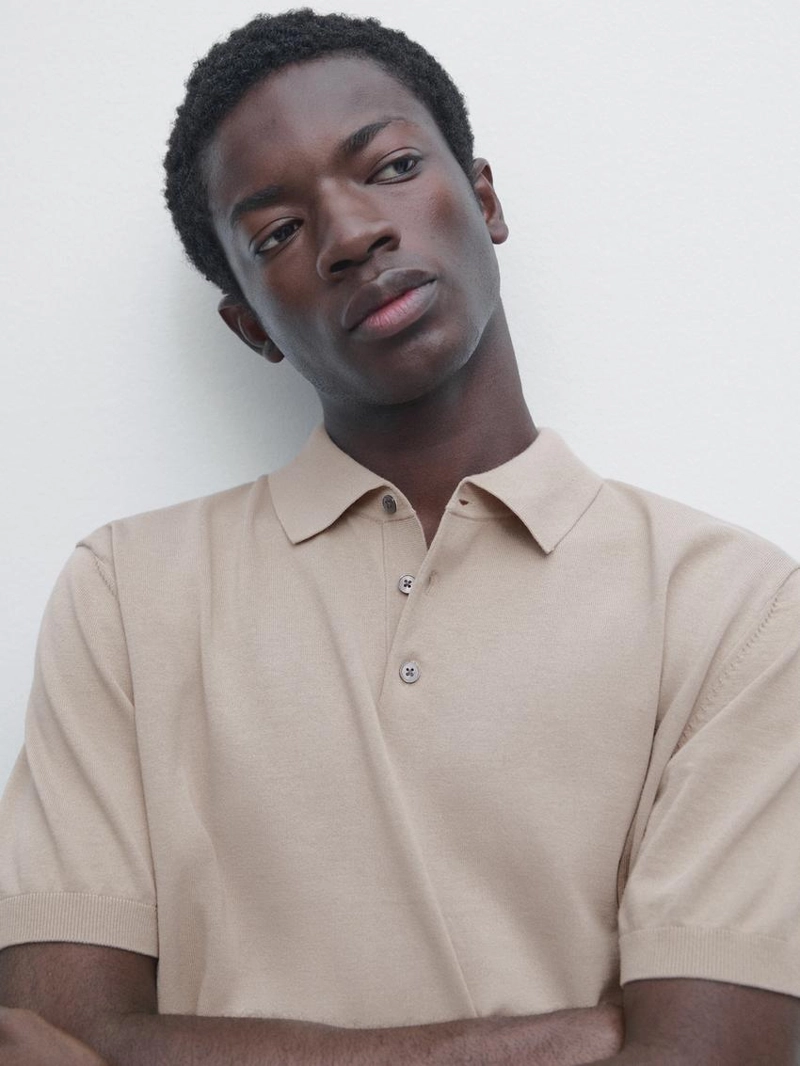 Пуловер-поло из хлопкового трикотажа