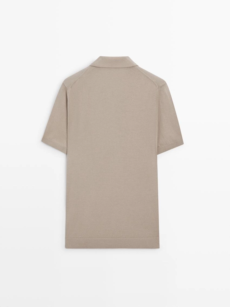 Пуловер-поло из хлопкового трикотажа