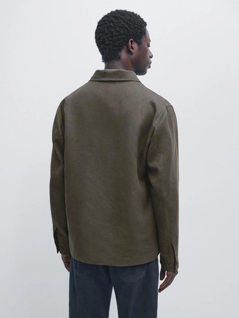 Рубашка-овершёрт из 100% льна с карманами