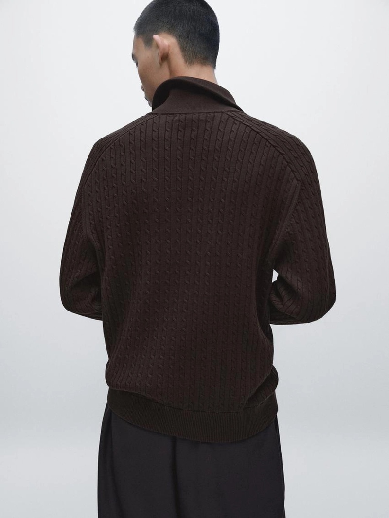 Кардиган с молнией из хлопковой плетеной вязки