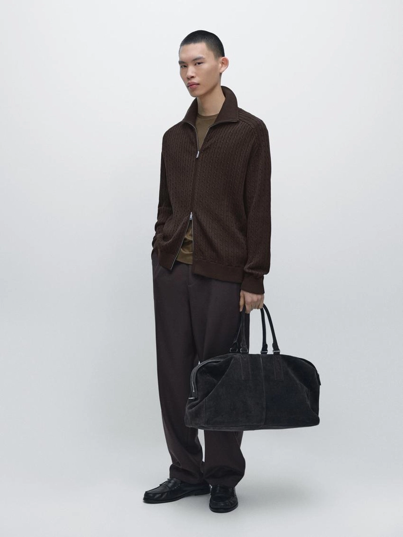 Кардиган с молнией из хлопковой плетеной вязки