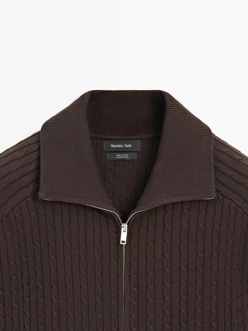 Кардиган с молнией из хлопковой плетеной вязки