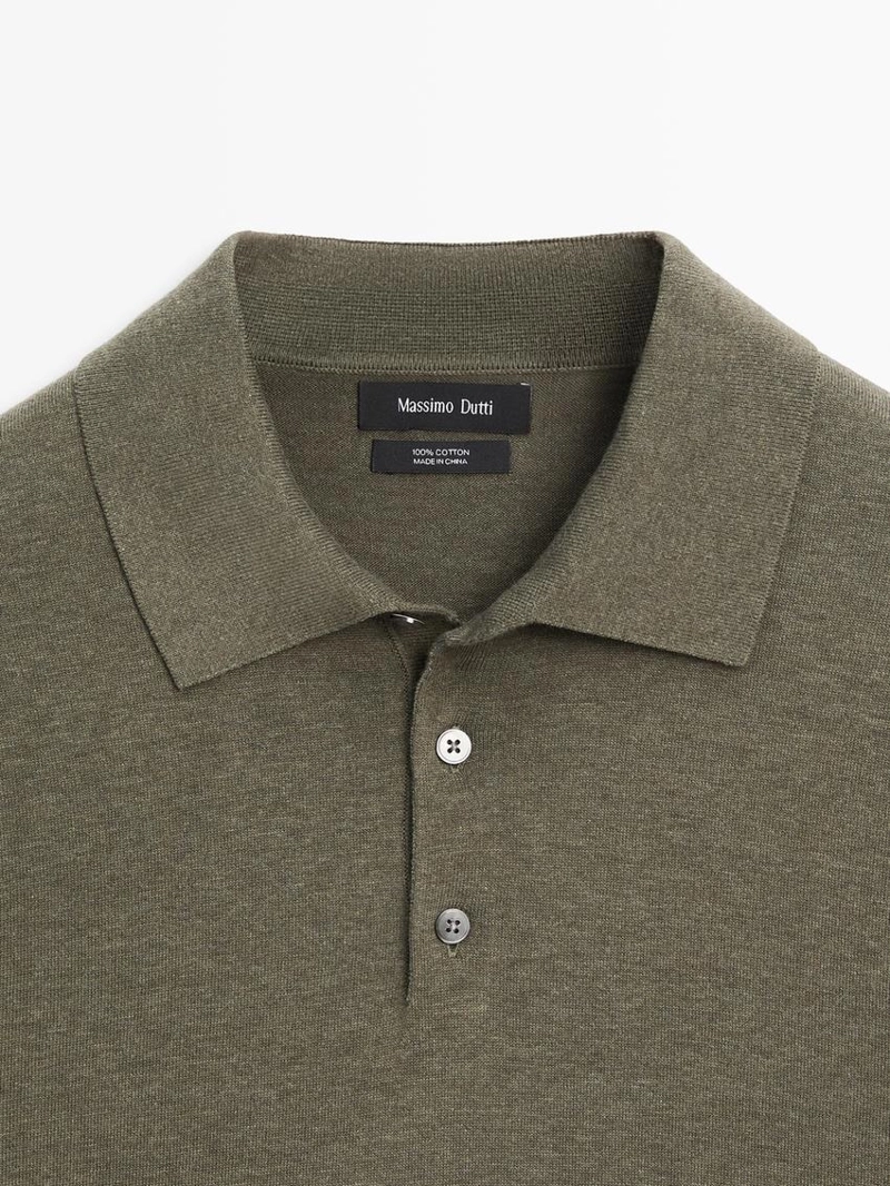 Поло-свитер из хлопкового трикотажа