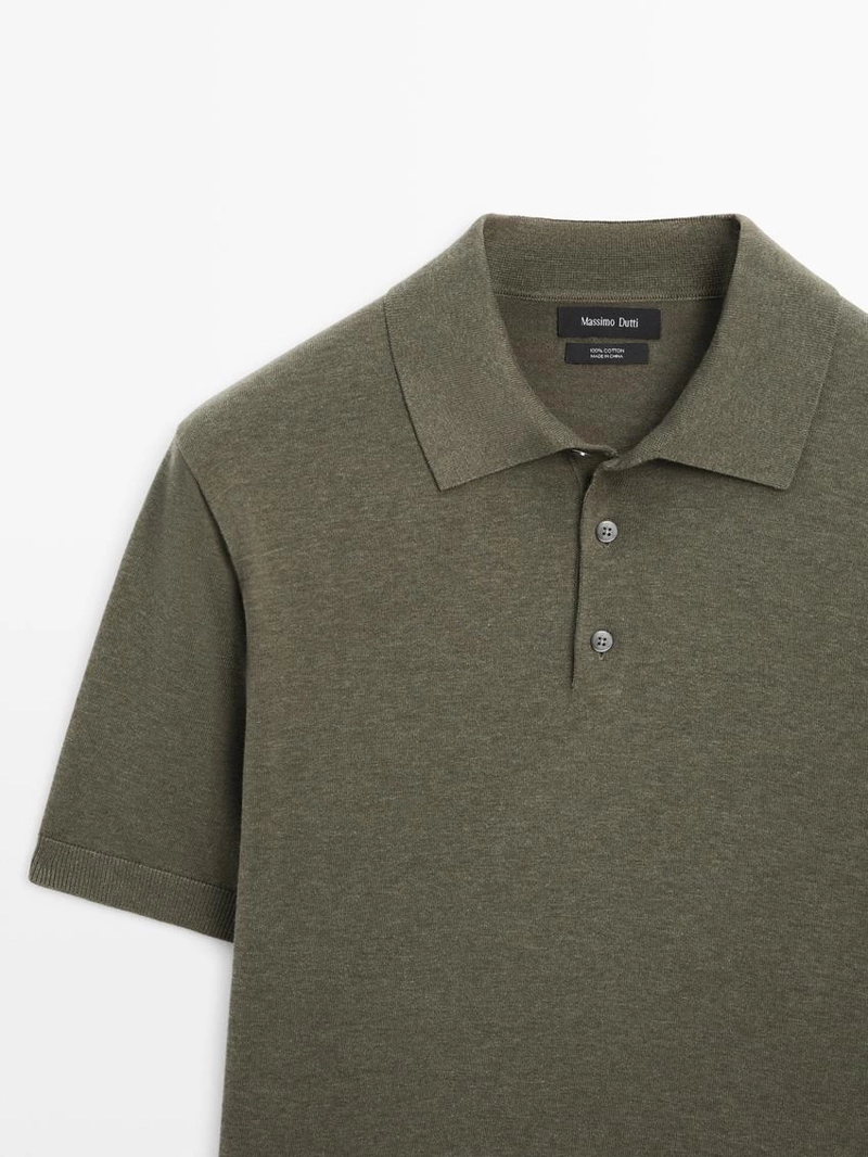 Поло-свитер из хлопкового трикотажа