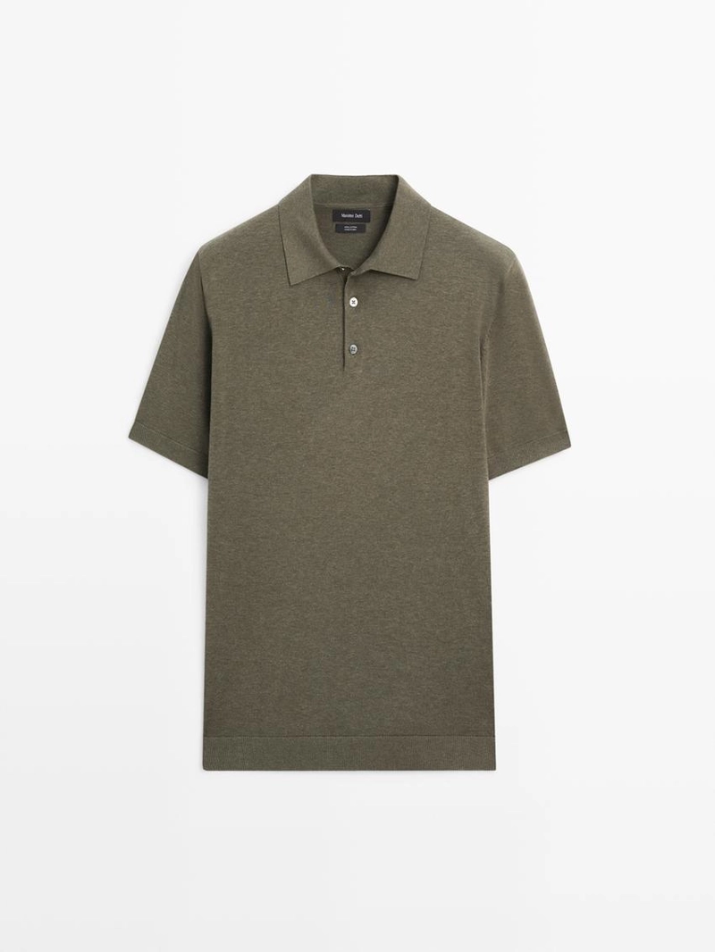 Поло-свитер из хлопкового трикотажа