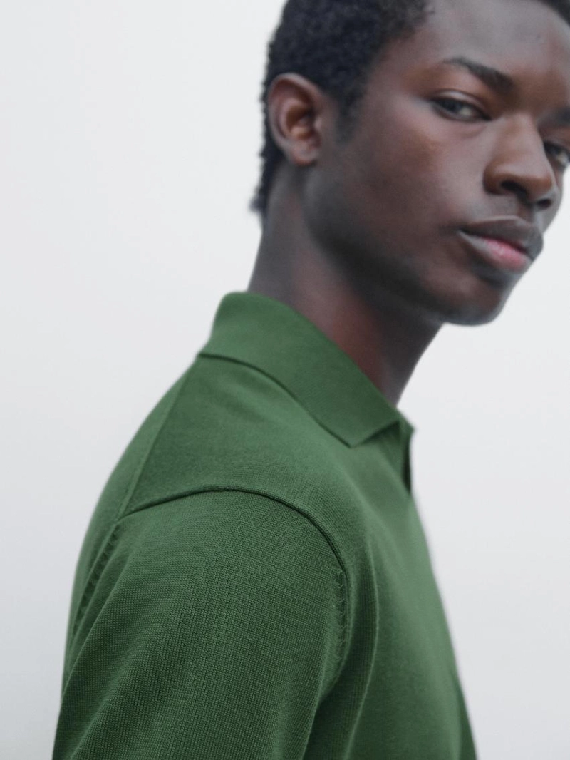 Свитер-поло из хлопково-шерстяной смеси