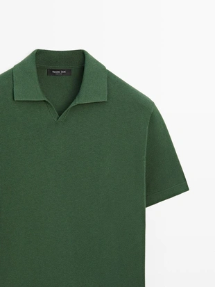 Свитер-поло из хлопково-шерстяной смеси- Заказать в России