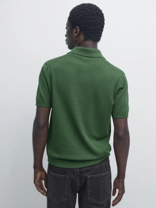 Свитер-поло из хлопково-шерстяной смеси- Заказать в России