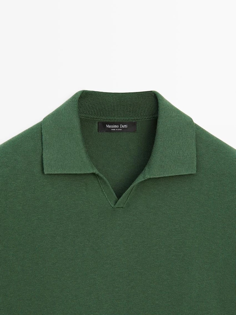 Свитер-поло из хлопково-шерстяной смеси