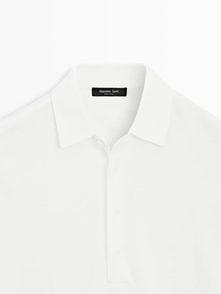 Поло из пике с длинными рукавами и деталями на планке- Заказать в России