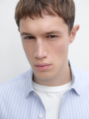 Рубашка с приталенным кроем в полоску- Заказать в России